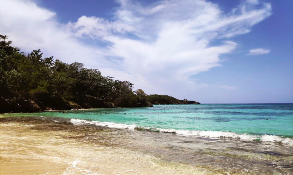 View from the beach to the sea