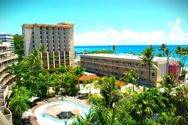 Top view of the hotel overlooking the sea